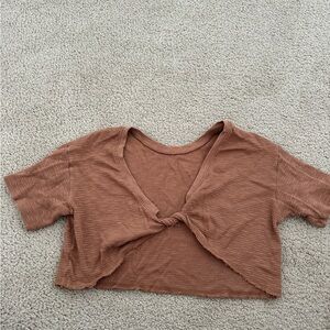 Aerie Brown Textured Crop Top